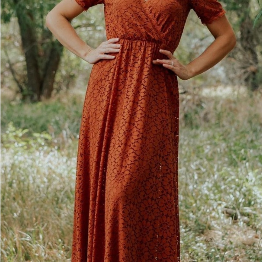 Baltic Born Brown Orange Sleeveless V-Neck Maxi Dress